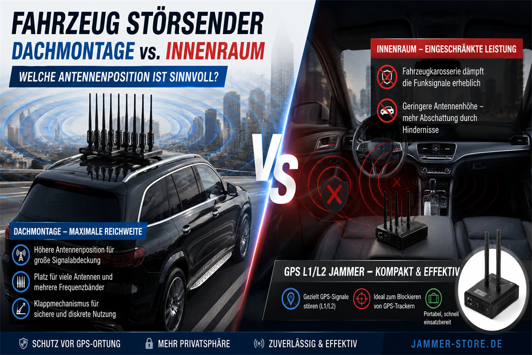 Fahrzeug Störsender: Dachmontage oder Innenraum?