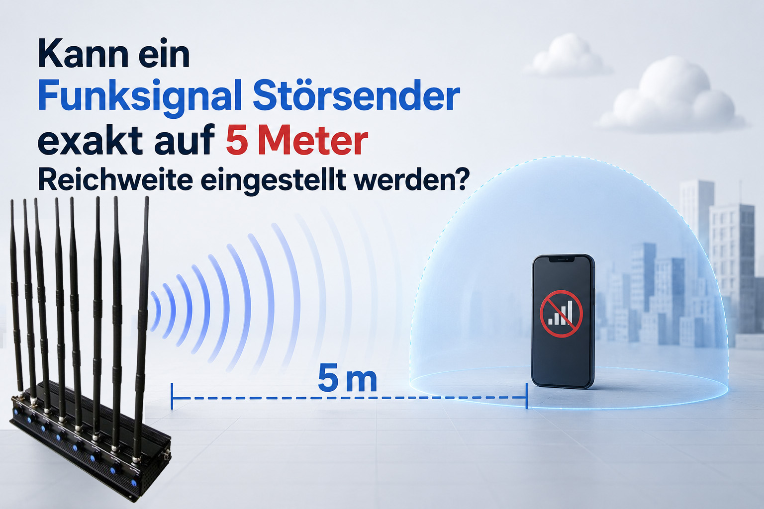 Funksignal Störsender exakt auf 5 Meter Reichweite