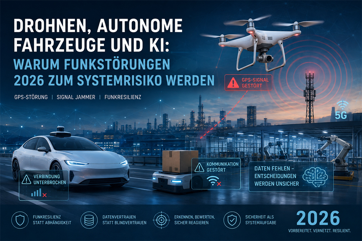 Funkstörungen Drohnen, autonome Fahrzeuge und KI: Signal Jammer Störsender-Angriff