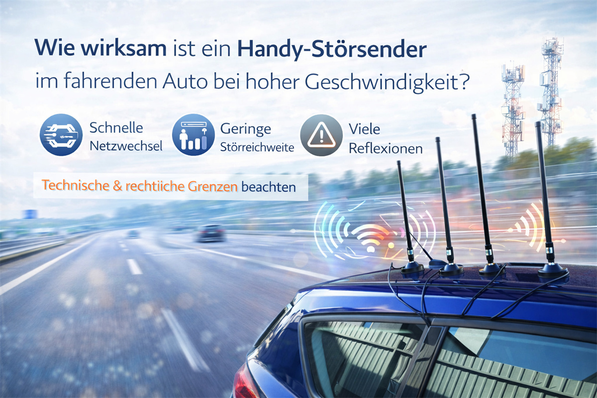 Handy-Störsender im fahrenden Auto bei hoher Geschwindigkeit