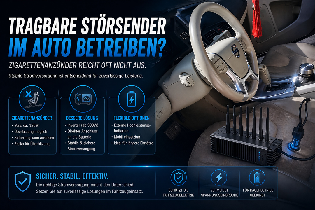 Tragbare Störsender im Auto betreiben